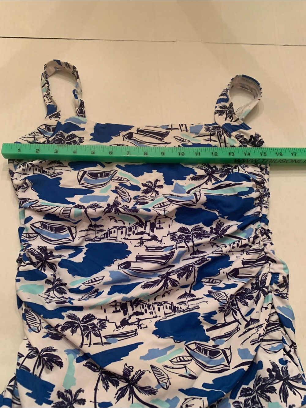VGUC Talbots Blue and White Tropical Print Swim Tankini & Swim skirt size 12 - Picture 10 of 12